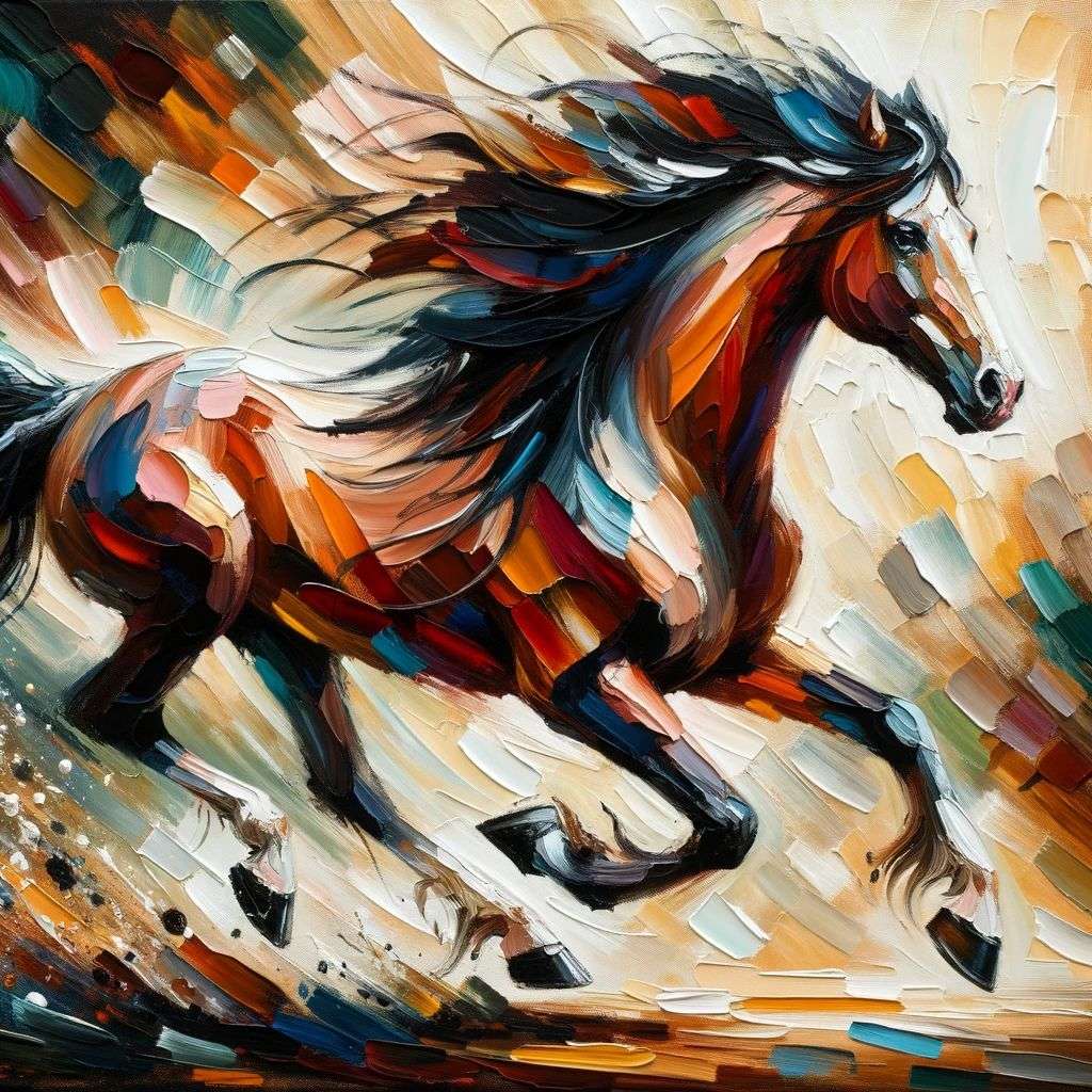 a horse, painting, expressionism style